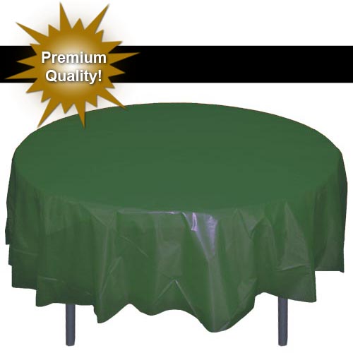 Exquisite 84” Round Tablecloth Cover Dark Green Disposable Plastic Tablecloth Heavy Duty