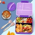 thumbnail image 5 of Bento Lunch Box with 8oz Soup Thermo&Lunch Bag, Leak-Proof Lunch Food Containers with 4 Compartment, Hot Food Insulated Food Jar (Purple), 5 of 13