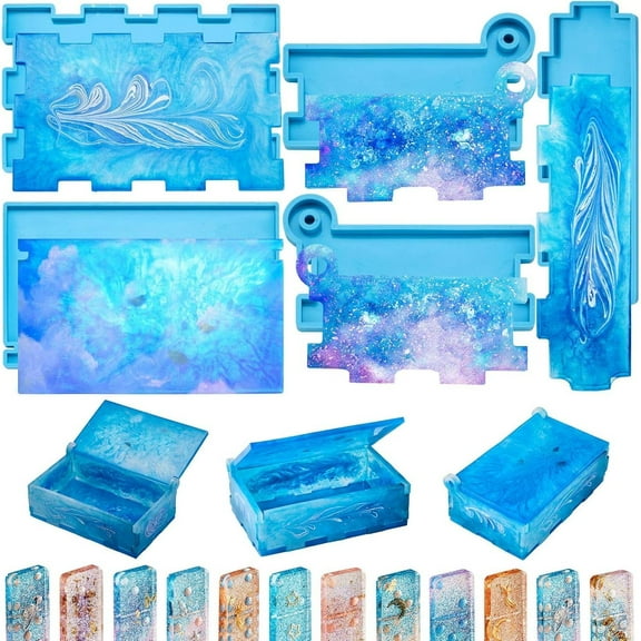 Resin Mold Domino Storage Box Epoxy Mold Silicone Jewelry Storage Case Holder for DIY Jewelry Box Home Decoration, Creating Your Own Domino Box