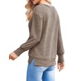 thumbnail image 2 of Weardear Womens Lightweight Fall Knit Sweaters Casual V Neck Long Sleeve Tunic Striped Side Slit Tops, 2 of 8