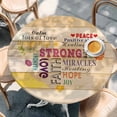 thumbnail image 2 of Love Peace Text Round Tablecloth, Fitted Table Cover with Elastic for 45"-54" Round Tables, Farmhouse Inspirational Quotes Wooden Table Cloth Outdoor Indoor Dinning Party Waterproof Tablecloths, 2 of 7