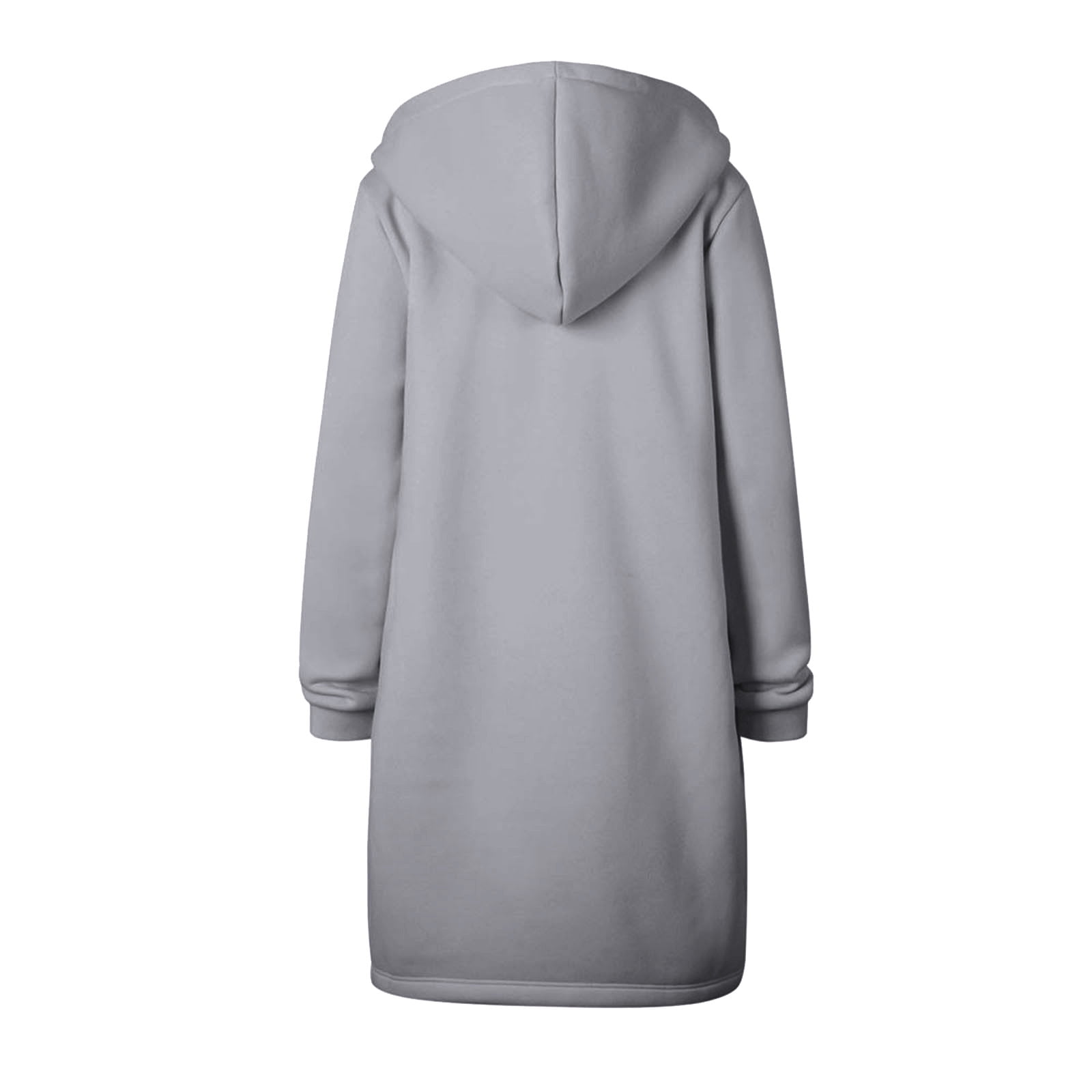 Scyoekwg Long Coats for Women Overcoat Long Sleeve Hooded Neck Coat Solid Color Casual Jacket Plus Fleece Insert Pocket Hooded Zipper Mid Length Sweater Gray XXXXXL