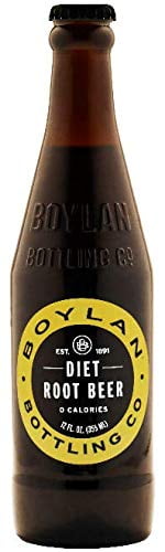 Boylan Bottling Pure Cane Sugar Soda Pop, Diet Root Beer, 12 oz Glass Bottles (Pack of 6)