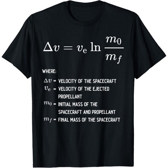 Rocket Equation Physics Rocket Science Physicist T-Shirt men and women can wear, black, white, gifts