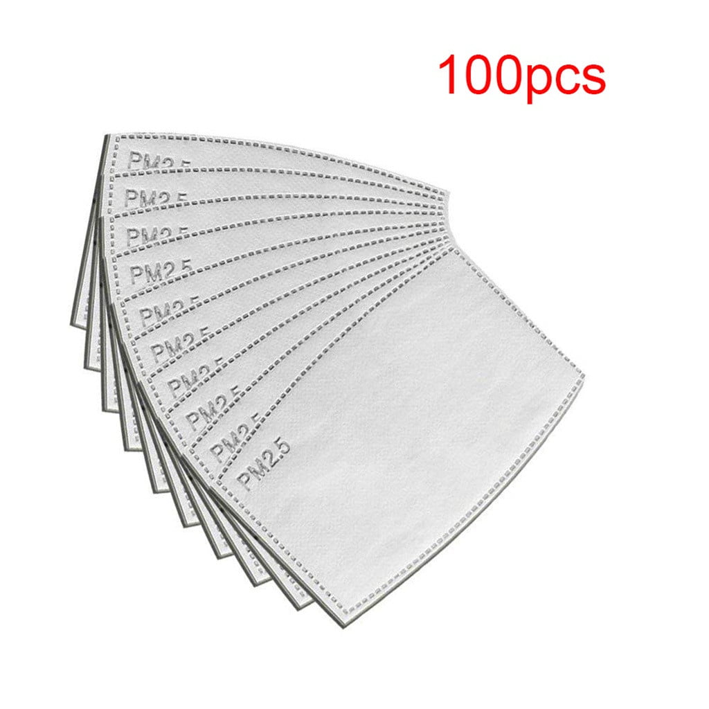 100PCS PM2.5 Activated Carbon Filters 5 Layers for Women Men Kids Anti Pollution 