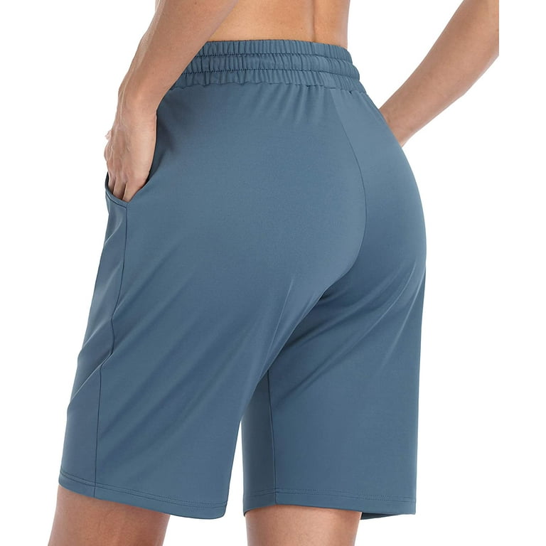 Womens knee shop length athletic shorts