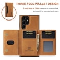 thumbnail image 3 of SaniMore Case for Samsung Galaxy S23 Ultra 6.8" 2023, Retro PU Leather Case Soft TPU Inner Detachable Magnetic Folding Card Pocket Flip Kickstand Anti-drop Shockproof Protectiive Case, Brown, 3 of 11