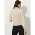 thumbnail image 4 of Chaqueta de Motociclista Allegra K con bolsillos Planos y Cuello Puntiagudo Beige XS, 4 of 5