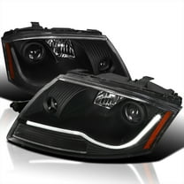 Spec-D Tuning LED Light Bar Black Projector Headlights Compatible with 1999-2006 Audi TT, Left   Right Pair Headlamps Assembly