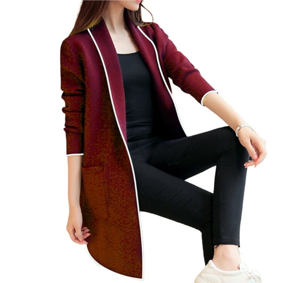 comerut Women Winter Coat Fleece Lapel Long Sleeves Mid Length Cardigan Warm Solid Color Casual Elegant Autumn Coat Female Clothing