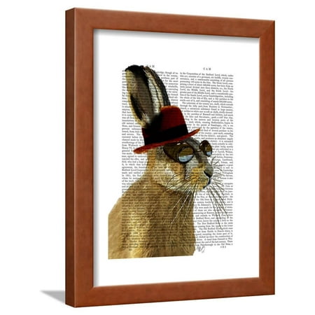 Steampunk Hare with Bowler Hat Framed Print Wall Art By Fab Funky