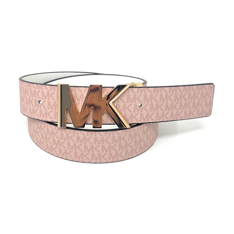 Michael Kors 38mm Leather Reversible MK Logo Plaque Buckle 