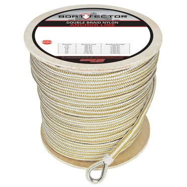 Extreme Max 3006.2376 BoatTector Premium Double Braid Nylon Anchor Line with Thimble - 1/2" x 800', White & Gold
