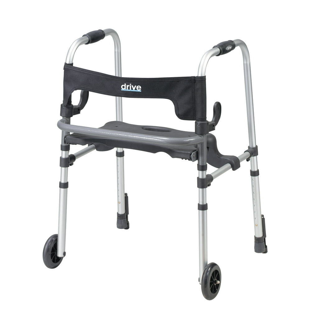 Drive Medical Clever Lite LS Walker Rollator with Seat and Push Down