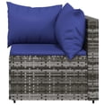 thumbnail image 2 of vidaXL Garden Corner Sofas with Cushions 2 pcs Grey Poly Rattan, 2 of 5