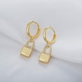 thumbnail image 4 of Fettero 14K Gold Plated Simple Boho Hypoallergenic Huggie Hoop Lock Drop Earrings Jewelry Gift for Women, 4 of 6