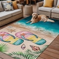 thumbnail image 2 of Fsddascl Summer Beach Coastal Outdoor Rug for Patio/Deck/Porch, Non-Slip Large Area Rug 5 x 8 Ft, Slippers Palm Leaf Shells Coral Indoor Outdoor Rugs Washable Area Rugs, Camping Rug Carpet, 2 of 5