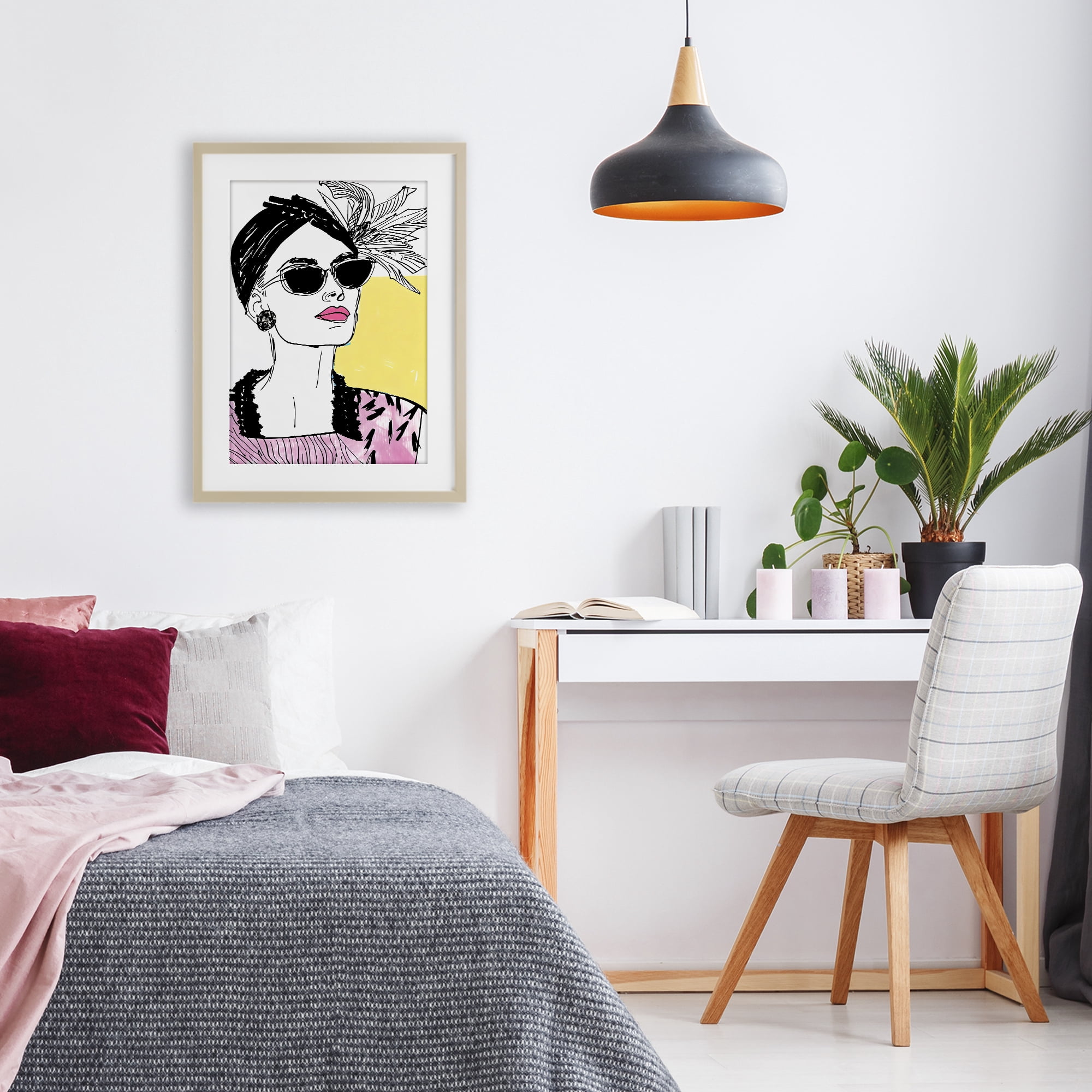 Stupell Industries The Rebel Muse Portrait Birch Framed Print Under Glass, design by Andrea Haase
