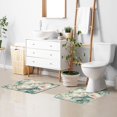 thumbnail image 5 of Toilet Rug Set Non-Slip Bathroom Rugs Soft Plush Machine Washable Contour Bath Mat Soft Pastel Morning Glory Flowers 24x20/24x16, 5 of 9