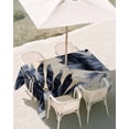 thumbnail image 3 of 60x84 Inch Outdoor Tablecloth with Umbrella Hole Zipper Rectangle Navy Blue Botanical Rectangular Tablecloths Outside Waterproof Vintage Tropical Palm Leaves Patio Table Cloth Cover for Picnic Party, 3 of 8