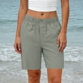 thumbnail image 4 of Women's Casual Elastic Waist Shorts, Button Detail Summer Shorts with Pockets Gray S, 4 of 9