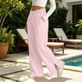 thumbnail image 6 of Womens Wide Leg Sweatpants Cotton Line Elastic High Waisted Side Slits Drawstring Baggy Lightweight Pants with Pockets Athletic Joggers Trousers, 6 of 10