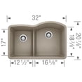 thumbnail image 3 of Blanco Ka-441603 Diamond 32-1/16" Undermount Double Basin Granite Composite Kitchen Sink -, 3 of 7