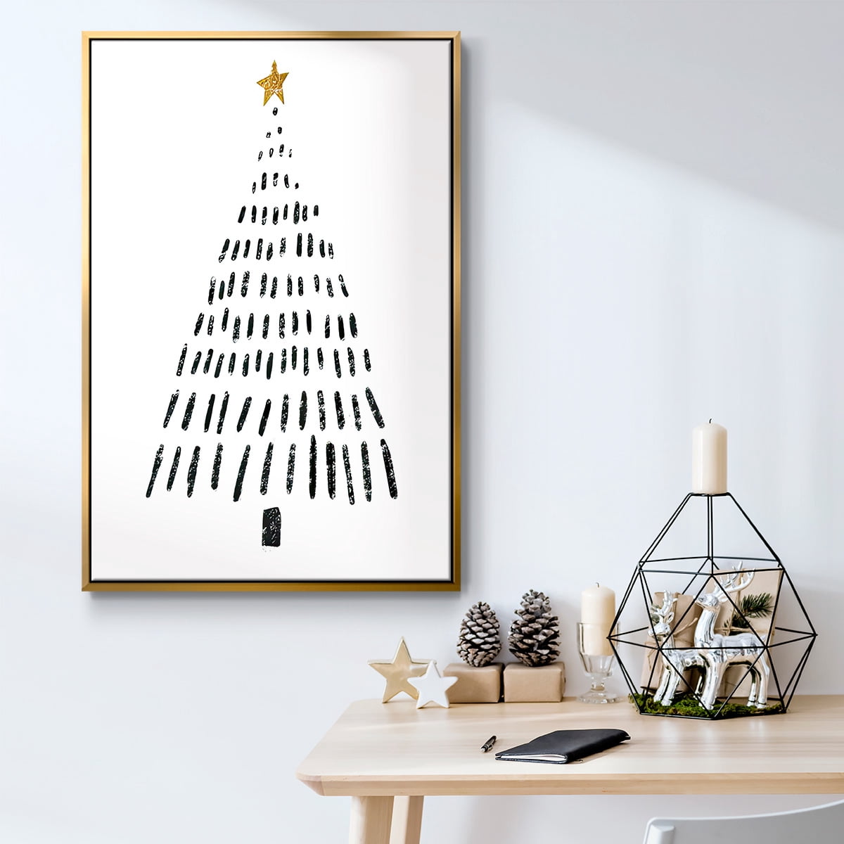 Christmas Tree - Framed Gallery Wrapped Holiday Canvas - 25 x 37 - Gold Frame