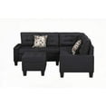 thumbnail image 3 of Modern Black Upholstered 6-Piece Sectional with Sturdy Wood Frame (220×80×75cm), 3 of 12