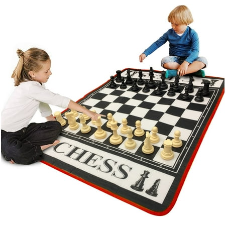 EasyGo Giant 3 Feet X 4 Feet Mat Chess Game – Indoor Outdoor Family Game – Lawn Game – Pieces Range from 3-6 Inches