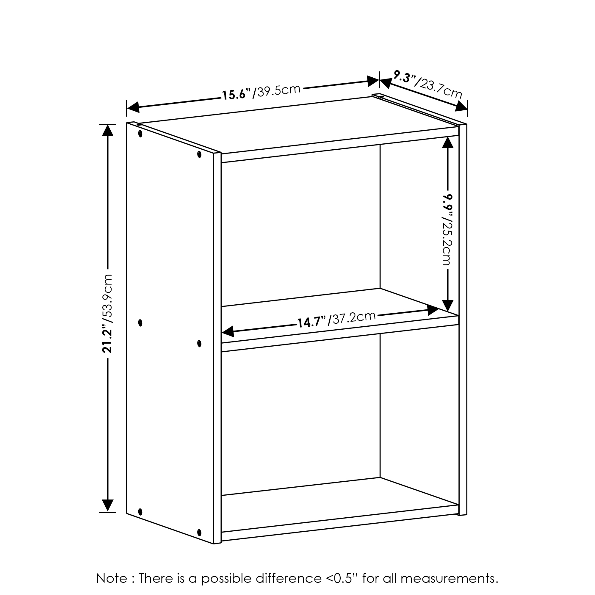 Furinno LUDER 2-Tier Open Shelf Bookcase in French Oak