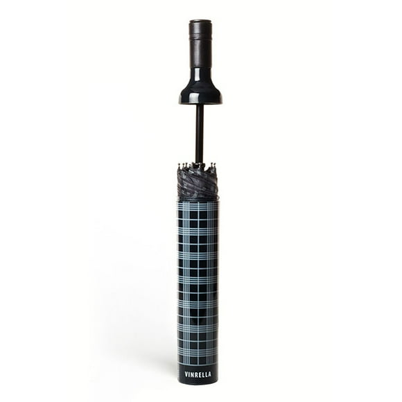 Vinrella Black Plaid Bottle Umbrella