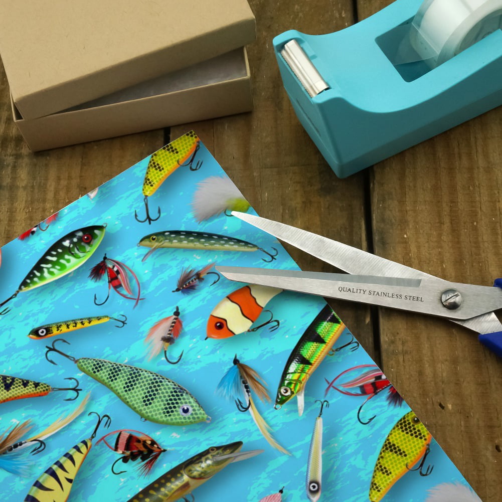 big fish on hook wrapping paper