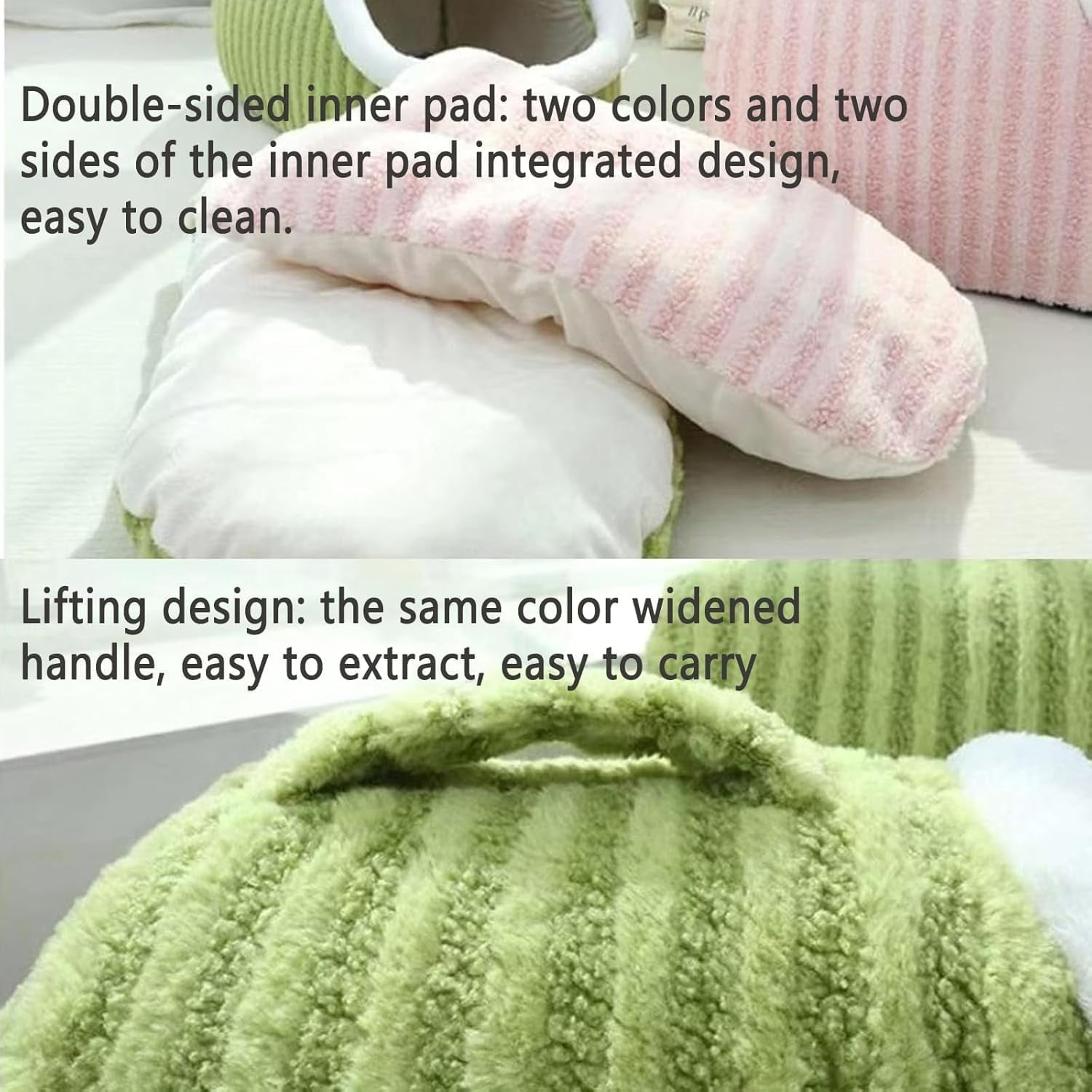 Chewie Cozy Dog Nest, Zentric Hideaway Dog Bed, Cozy Hideaway Pet Bed Dogs, Cat Dog Bed with Blanket, Soft Pet Slipper Cave Bed, Covered Dog Bed for Dogs Cats (Green, S/17.7 x 11.8 x 9.8 in)