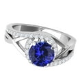 thumbnail image 2 of Aonejewelry 1.15 Ct. Created Tanzanite and Diamond Engagement Ring Crafted In 14k Solid White Gold, 2 of 4