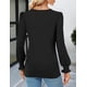 thumbnail image 5 of Blusa informal de manga larga con escote en V y encaje para mujer, 5 of 6