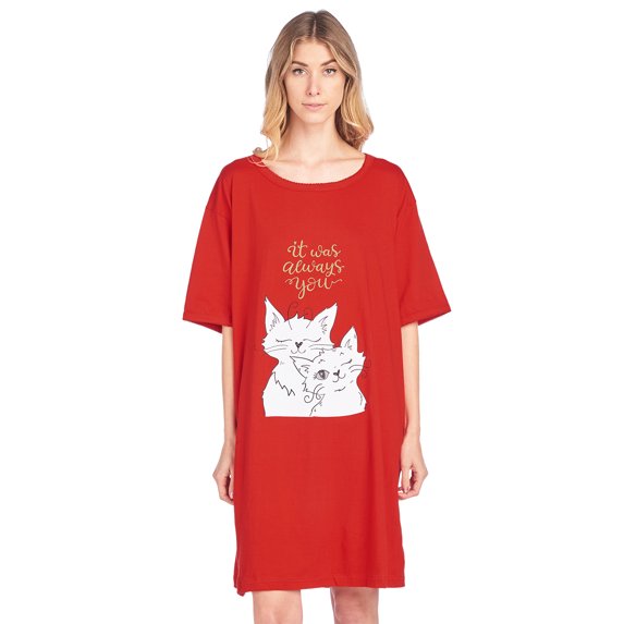 Casual Nights Women's Short Sleeve Printed Dorm Sleep Tee