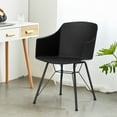 thumbnail image 4 of Gymax 4PCS Modern Dining Chair Plastic Arm Chair Home Office w/ Metal Legs Black, 4 of 8