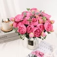 thumbnail image 3 of Artificial Peony Flower Silk Peonies Bouquet 4 Bundles Fake Flowers Bulk for Home Wedding Party Decor (White), 3 of 4