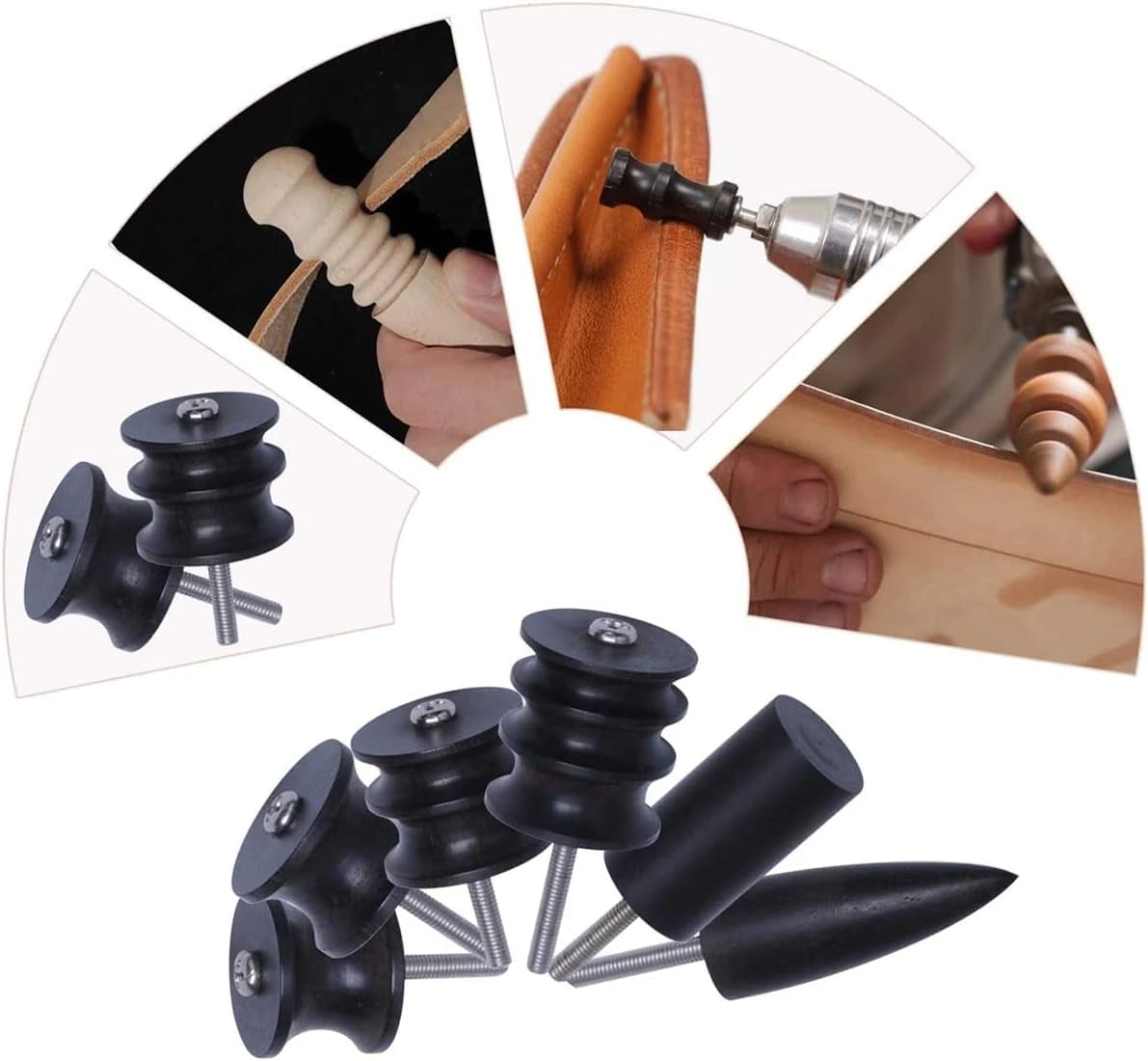 ABPETE Leather Burnisher Bits 10-Pack for Rotary Tools Pointed Tip and Multi Grooved Burnishing Tips Leather Edge Burnisher