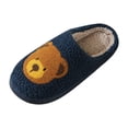 thumbnail image 4 of Fuzzy Slippers for Women Cute Animal Print Matching Slippers Memory Foam Winter Warm Home Nonslip Slip on Slides Shoes Blue 5.5, 4 of 5
