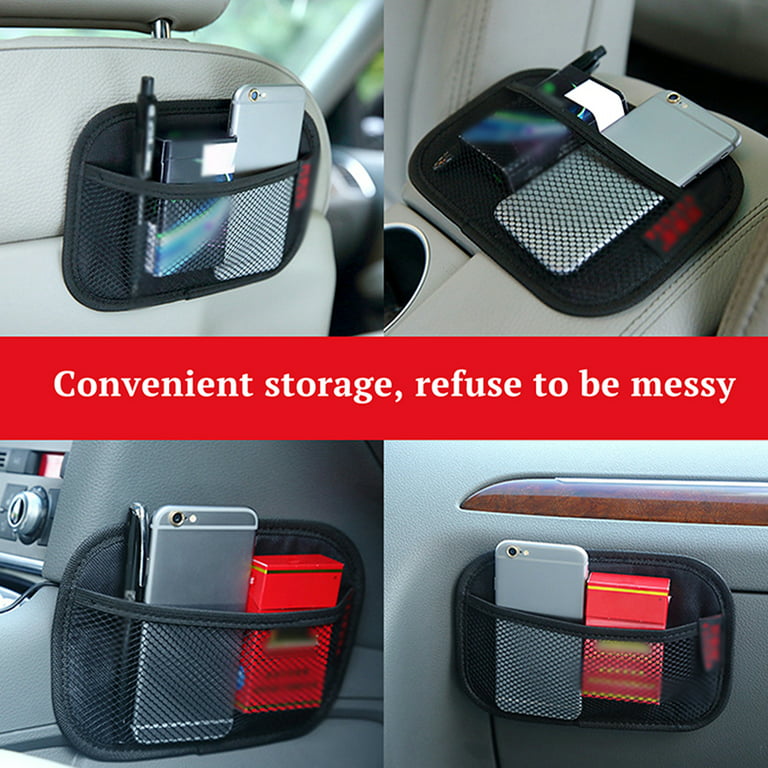 Meltset M 4Pcs Car Storage Net, Black Seat Side Back Storage Net Bag,  Universal Car Interior Accessories for Trunk Holder Pocket Organizer for  Phones