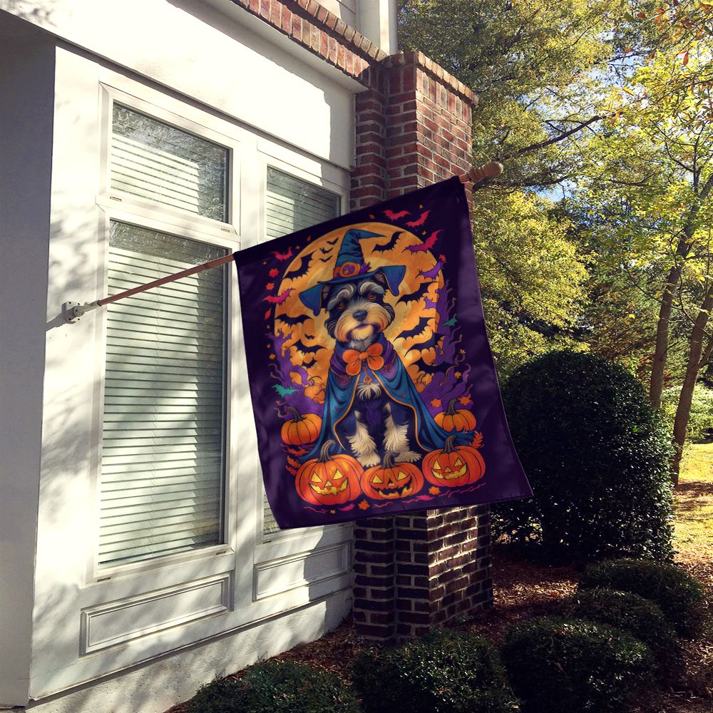 Halloween Schnauzer Dog House Flag 28x40IN Double-Sided Polyester Decorative Sleeve Pole Flag for Outdoor Home Garden