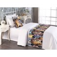 thumbnail image 2 of Fashion Bed Runner Set, Multicolored Overlapped Feathers Illustrations Ethnic Concept Art, Decorative Bedding Scarf & a Pillow Sham for Hotels Homes, Twin, Dark Mustard and Petrol Blue, by Ambesonne, 2 of 3