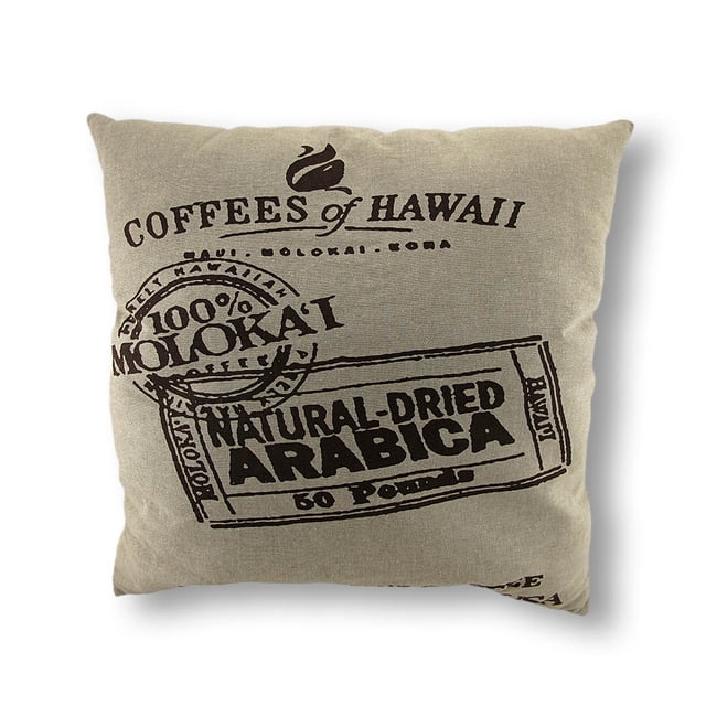 Coffee of Hawaii Linen Decorative Throw Pillow 20in.