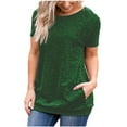 thumbnail image 2 of Fiudx Ofertas Relámpago Moda Mujer Casual Cuello Redondo Manga Corta Sólida Señoras Tops Blusa, 2 of 7