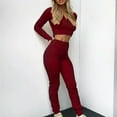 thumbnail image 3 of Bigersell Pants with Elastic Waist for Women Full Length Pants Women Casual V Neck Solid Sports Full-Sleeve Zipper Hooded Pants Suit Curvy Bootcut Pants for Ladies, 3 of 6