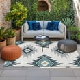 thumbnail image 2 of Turquoise Aztec Outdoor Rug for Patio/Deck/Porch, Non-Slip Large Area Rug 3 x 5 Ft, Bohemian Southwest Neutral Aesthetic Indoor Outdoor Rugs Washable Area Rugs, Reversible Camping Rug Carpet Runner, 2 of 8
