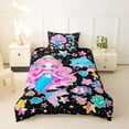 thumbnail image 2 of jejeloiu Cute Starry Mermaid Twin Duvet Cover For Girls,Colorful Underwater Stars Twin Bedding,Black Blue,Black Reversible,2 Pieces,1 Duvet Cover and 1 Pillowcase, 2 of 6