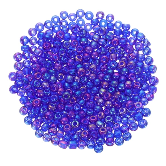 1600Pcs Glass Seed Beads, 4mm 6/0 Loose Mini Beads with Hole, Bulk Craft Spacer for Jewelry Making, Dark Purple AB
